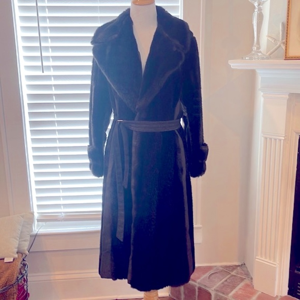 Vintage Mincara By Russel Taylor Long Faux Fur Brown Size Large
